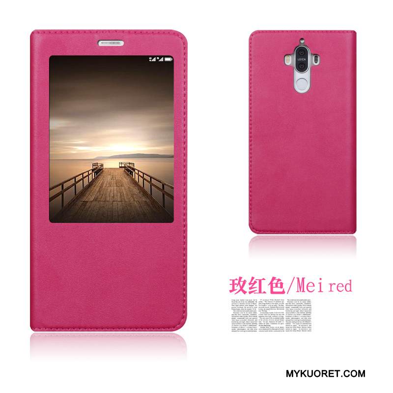 Kuori Huawei Mate 9 Nahka Puhelimen Kuoret Murtumaton, Kotelo Huawei Mate 9 Suojaus Tummansininen