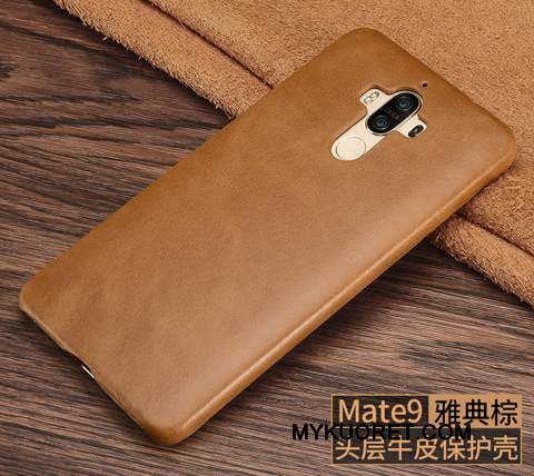 Kuori Huawei Mate 9 Nahka Puhelimen Kuoret Vaalean, Kotelo Huawei Mate 9 Suojaus Niitti Pesty Suede