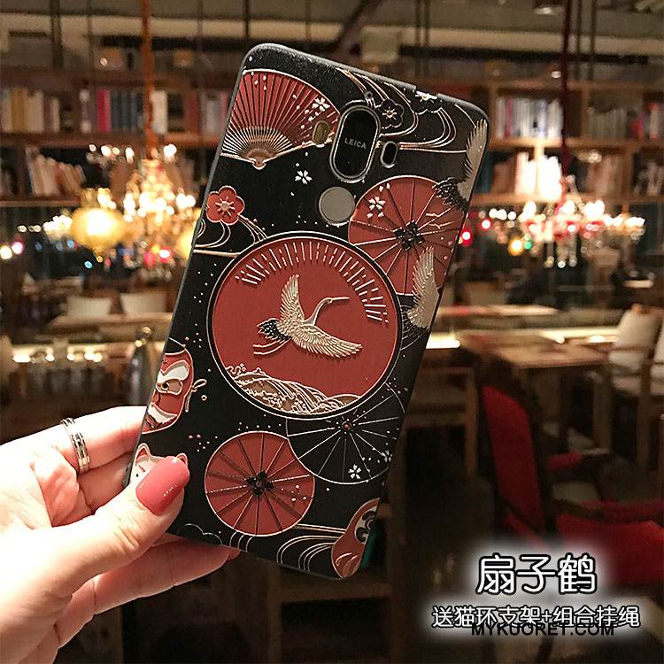 Kuori Huawei Mate 9 Pehmeä Neste Musta Puhelimen Kuoret, Kotelo Huawei Mate 9 Kohokuviointi Tuuli Nosturi