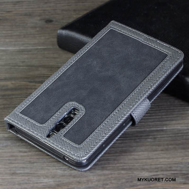 Kuori Huawei Mate 9 Pro Nahka Murtumaton Syvä Väri, Kotelo Huawei Mate 9 Pro Kuoret Harmaa Puhelimen Kuoret