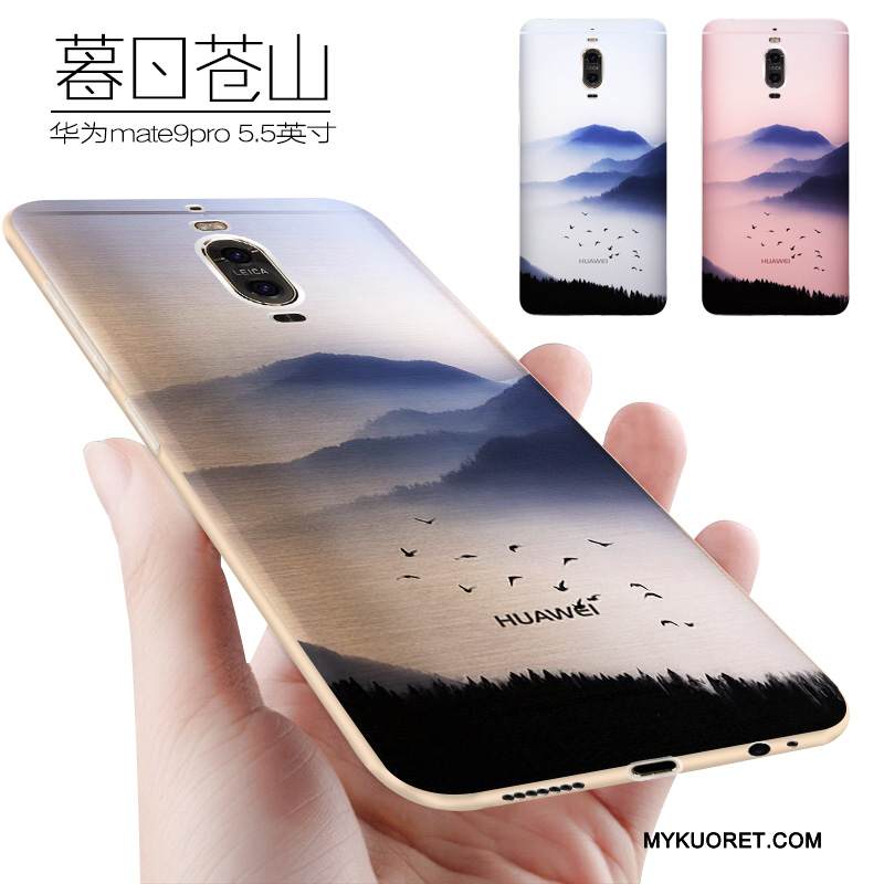 Kuori Huawei Mate 9 Pro Silikoni Jauhe Puhelimen Kuoret, Kotelo Huawei Mate 9 Pro Pehmeä Neste Pesty Suede Persoonallisuus