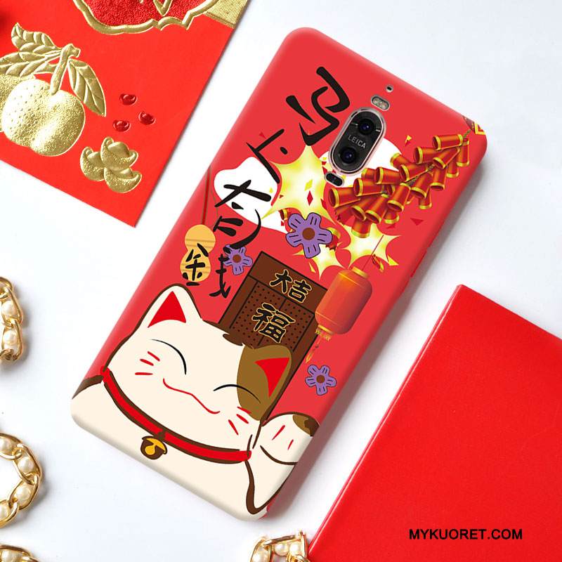 Kuori Huawei Mate 9 Pro Silikoni Punainen Puhelimen Kuoret, Kotelo Huawei Mate 9 Pro Laukut Rikkaus Kissa
