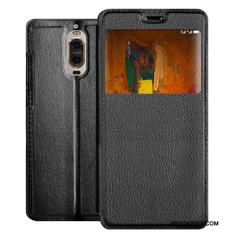 Kuori Huawei Mate 9 Pro Suojaus Kulta Puhelimen Kuoret, Kotelo Huawei Mate 9 Pro Nahka Avaa Ikkuna