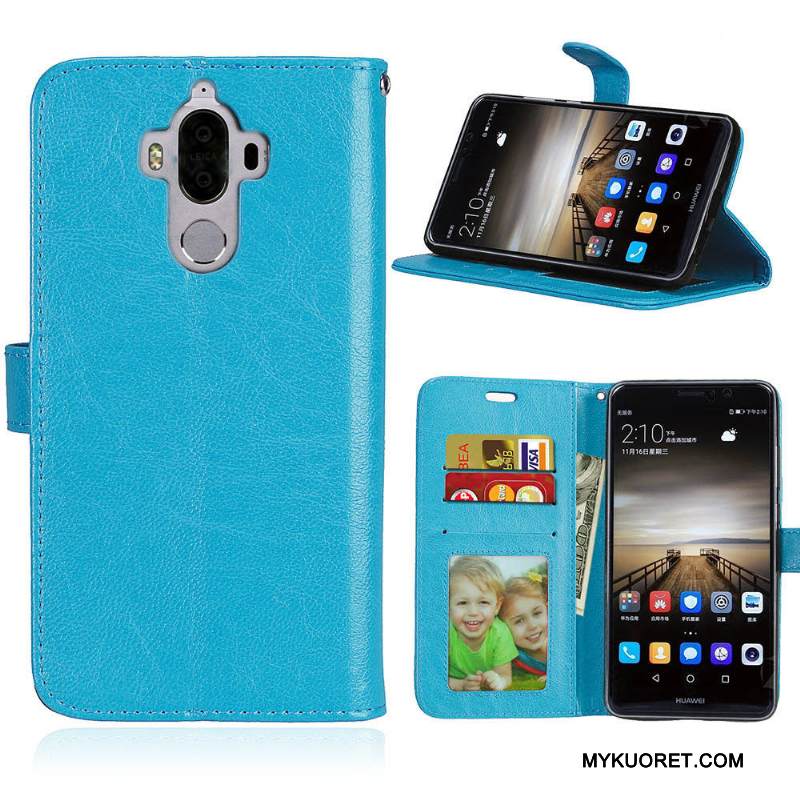 Kuori Huawei Mate 9 Suojaus Murtumaton Vaaleansininen, Kotelo Huawei Mate 9 Nahka Puhelimen Kuoret