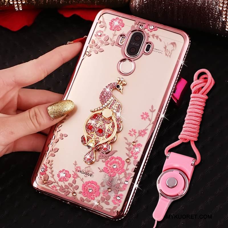 Kuori Huawei Mate 9 Suojaus Puhelimen Kuoret Läpinäkyvä, Kotelo Huawei Mate 9 Strassi Jauhe Ripustettavat Koristeet