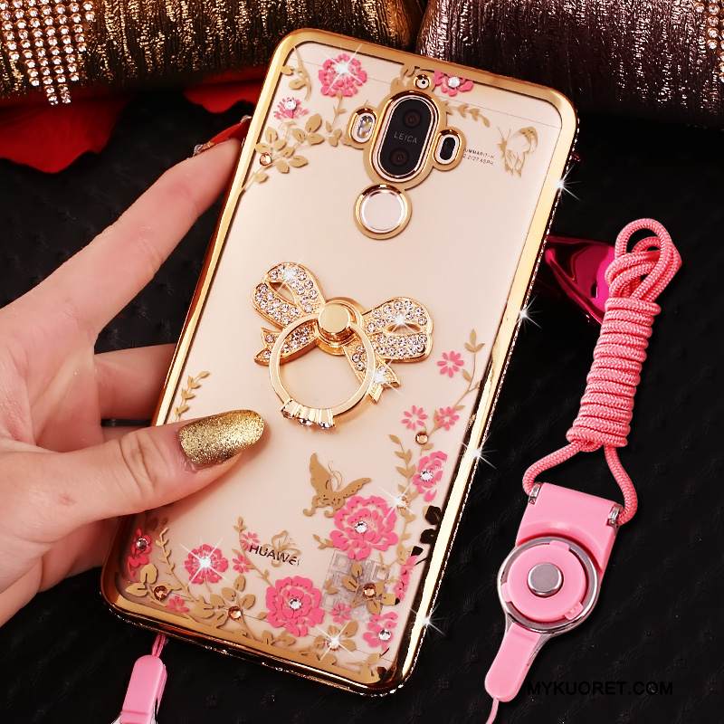 Kuori Huawei Mate 9 Suojaus Puhelimen Kuoret Läpinäkyvä, Kotelo Huawei Mate 9 Strassi Jauhe Ripustettavat Koristeet