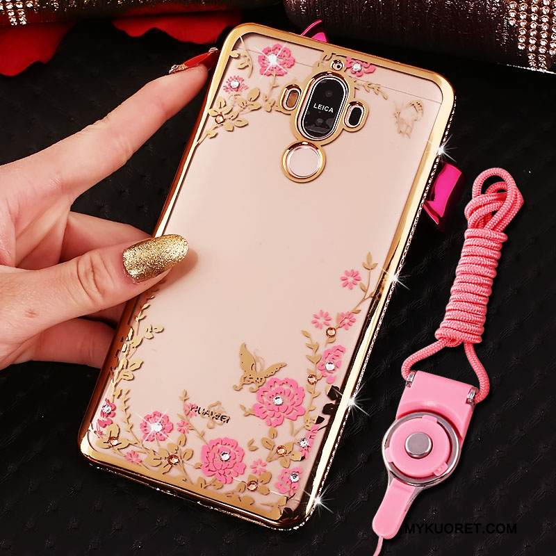 Kuori Huawei Mate 9 Suojaus Puhelimen Kuoret Läpinäkyvä, Kotelo Huawei Mate 9 Strassi Jauhe Ripustettavat Koristeet