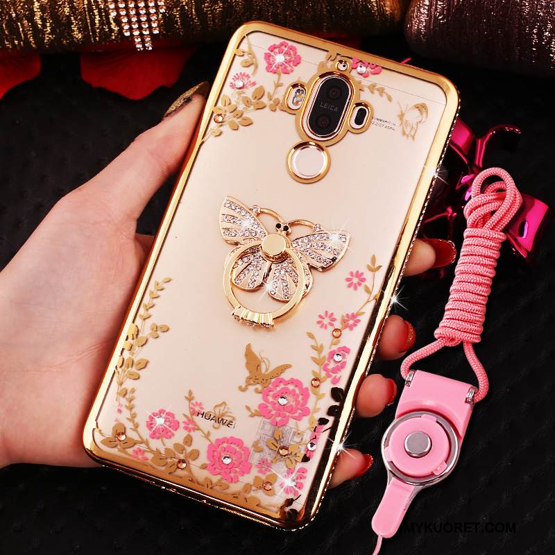 Kuori Huawei Mate 9 Suojaus Puhelimen Kuoret Läpinäkyvä, Kotelo Huawei Mate 9 Strassi Jauhe Ripustettavat Koristeet