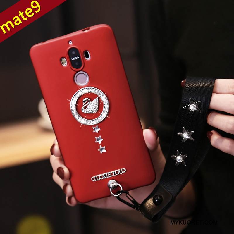 Kuori Huawei Mate 9 Tila Ripustettava Kaula Punainen, Kotelo Huawei Mate 9 Pehmeä Neste Puhelimen Kuoret
