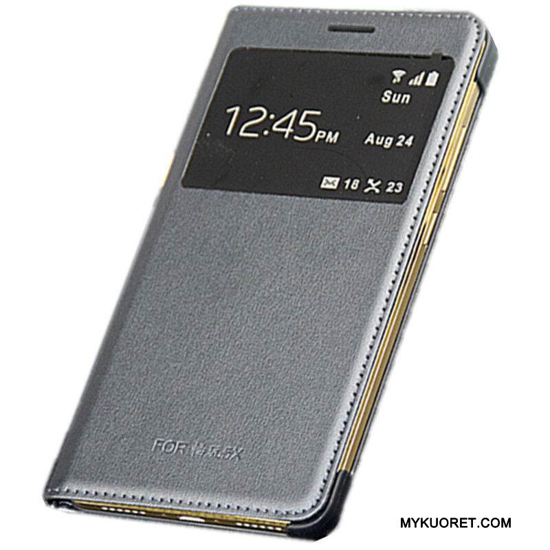 Kuori Huawei Mate S Nahka Harmaa Puhelimen Kuoret, Kotelo Huawei Mate S Suojaus