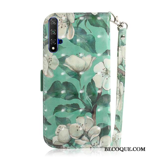 Kuori Huawei Nova 5t Laukut Puhelimen Kuoret Murtumaton, Kotelo Huawei Nova 5t Nahka Ihana Vihreä