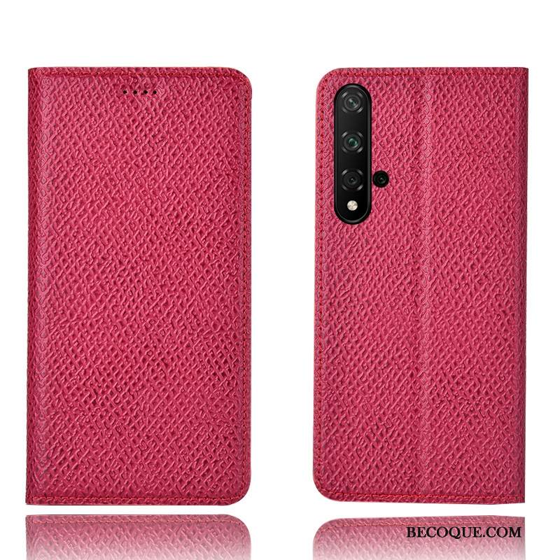 Kuori Huawei Nova 5t Nahka Punainen Kukkakuvio, Kotelo Huawei Nova 5t Laukut Puhelimen Kuoret