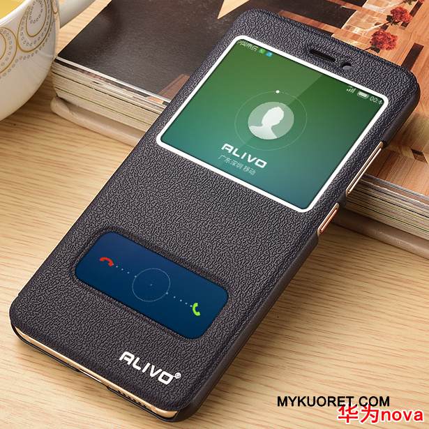 Kuori Huawei Nova Kuoret Nuoret Puhelimen Kuoret, Kotelo Huawei Nova Nahka Kulta