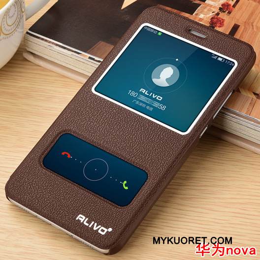 Kuori Huawei Nova Kuoret Nuoret Puhelimen Kuoret, Kotelo Huawei Nova Nahka Kulta