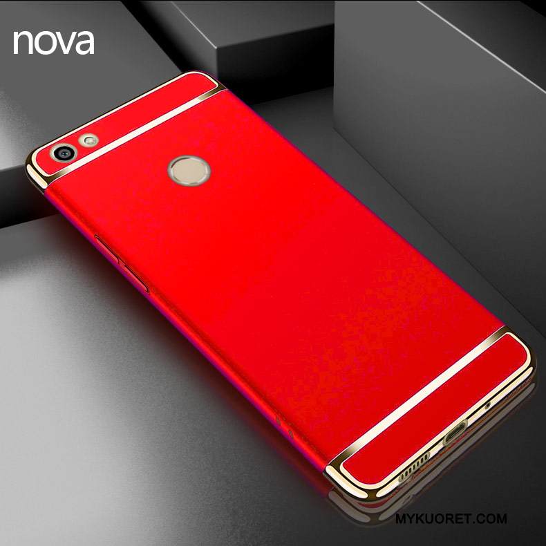 Kuori Huawei Nova Laukut Puhelimen Kuoret Punainen, Kotelo Huawei Nova Suojaus Pesty Suede Murtumaton