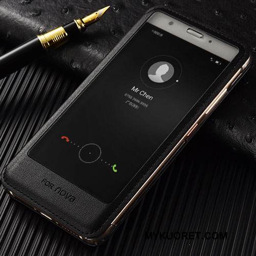 Kuori Huawei Nova Nahka Murtumaton Puhelimen Kuoret, Kotelo Huawei Nova Kuoret Kulta