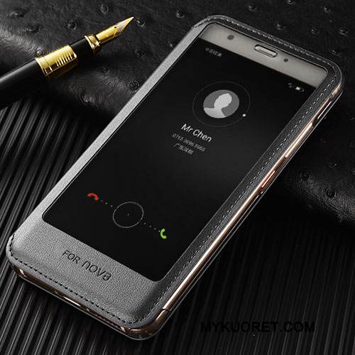 Kuori Huawei Nova Nahka Murtumaton Puhelimen Kuoret, Kotelo Huawei Nova Kuoret Kulta