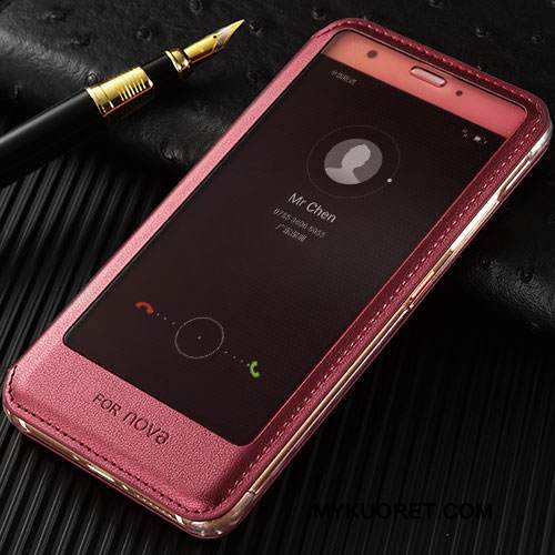 Kuori Huawei Nova Nahka Murtumaton Puhelimen Kuoret, Kotelo Huawei Nova Kuoret Kulta