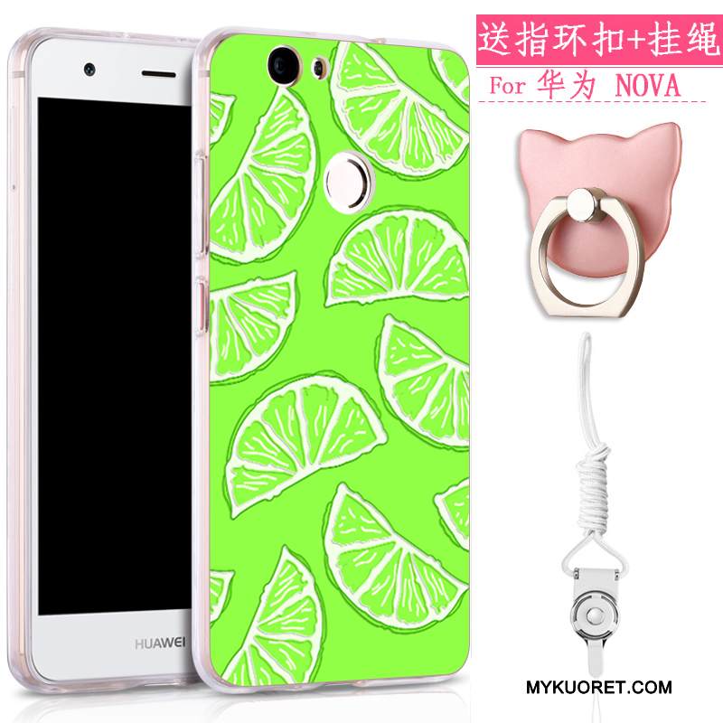 Kuori Huawei Nova Pehmeä Neste Murtumaton Puhelimen Kuoret, Kotelo Huawei Nova Suojaus Ripustettavat Koristeet Keltainen