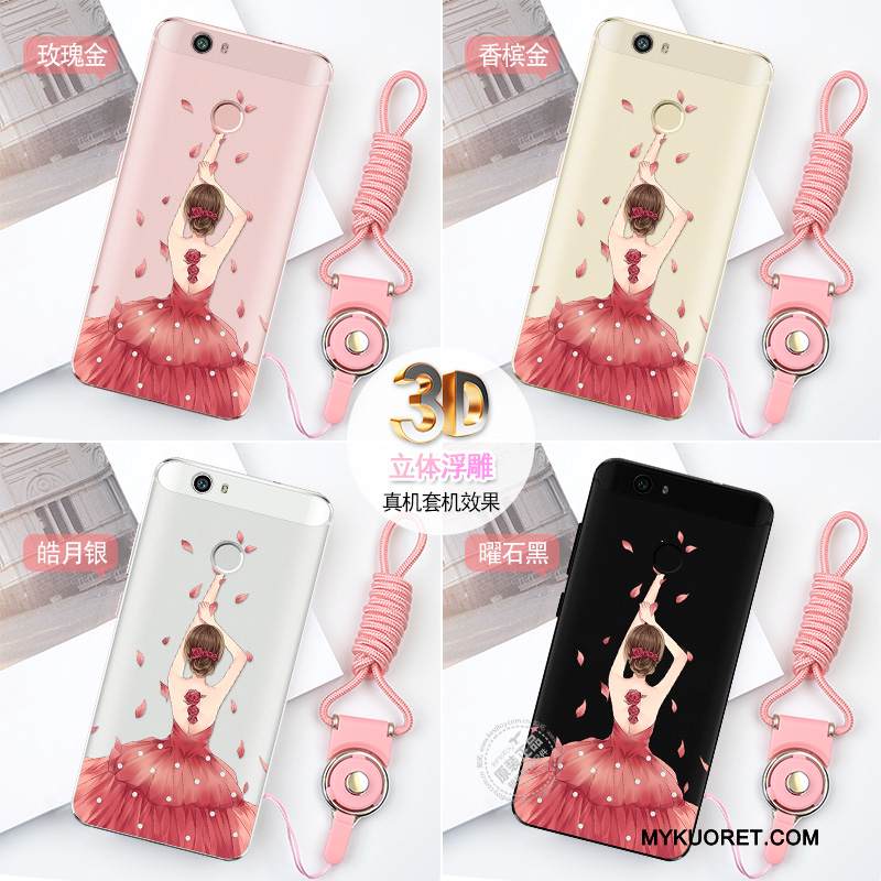 Kuori Huawei Nova Pehmeä Neste Puhelimen Kuoret Läpinäkyvä, Kotelo Huawei Nova Silikoni Ripustettavat Koristeet Punainen