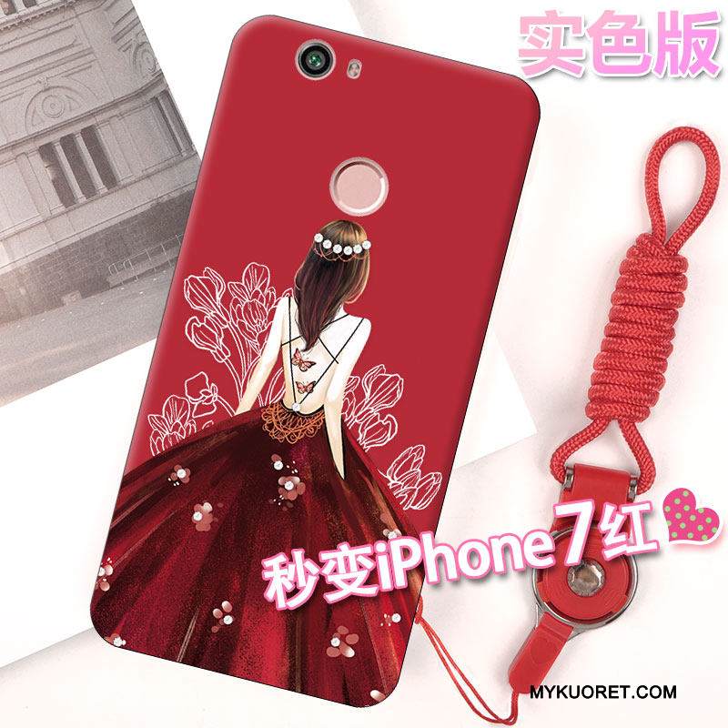 Kuori Huawei Nova Pehmeä Neste Puhelimen Kuoret Läpinäkyvä, Kotelo Huawei Nova Silikoni Ripustettavat Koristeet Punainen