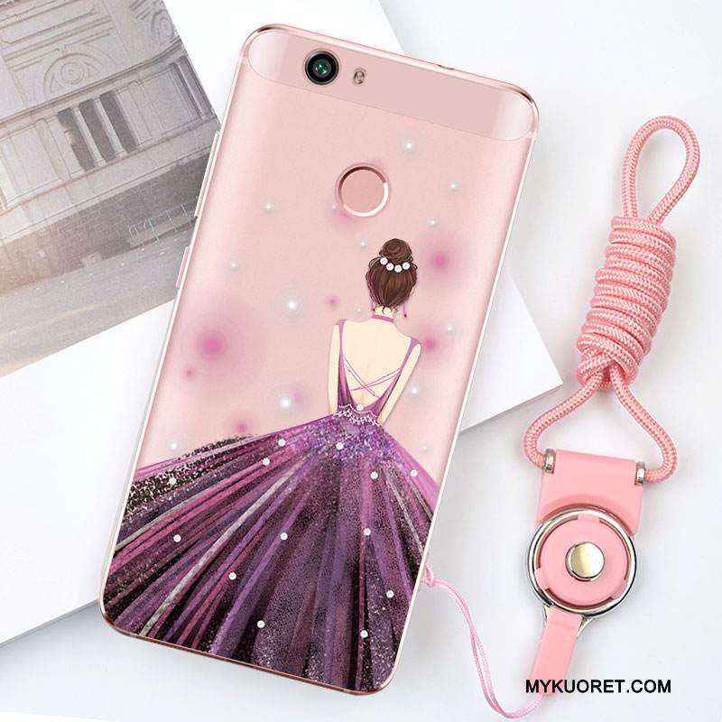 Kuori Huawei Nova Pehmeä Neste Puhelimen Kuoret Läpinäkyvä, Kotelo Huawei Nova Silikoni Ripustettavat Koristeet Punainen