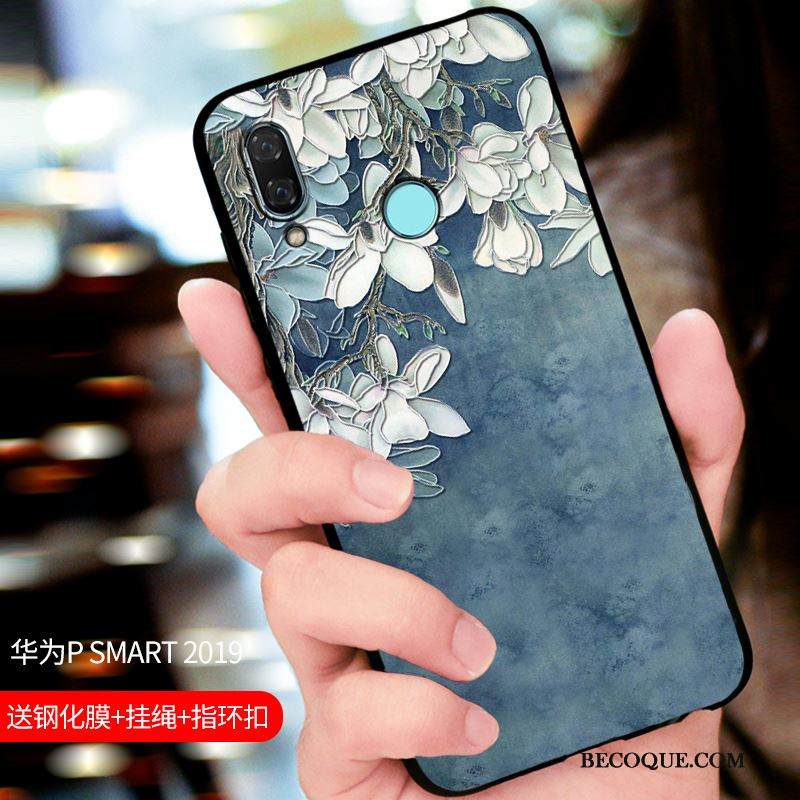 Kuori Huawei P Smart 2019 Laukut Sininen Pesty Suede, Kotelo Huawei P Smart 2019 Suojaus Puhelimen Kuoret Muokata