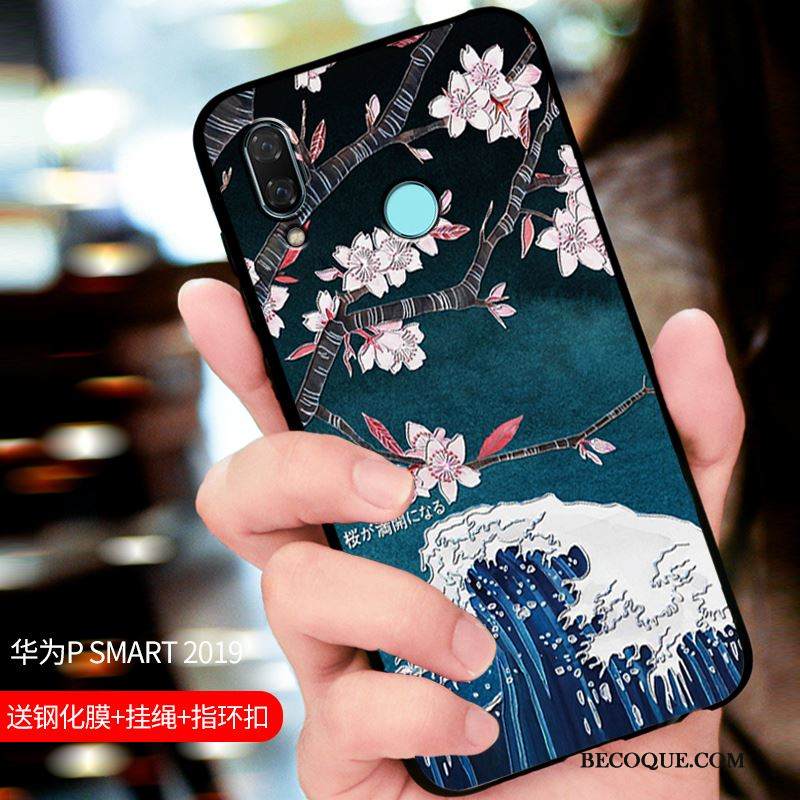 Kuori Huawei P Smart 2019 Laukut Sininen Pesty Suede, Kotelo Huawei P Smart 2019 Suojaus Puhelimen Kuoret Muokata