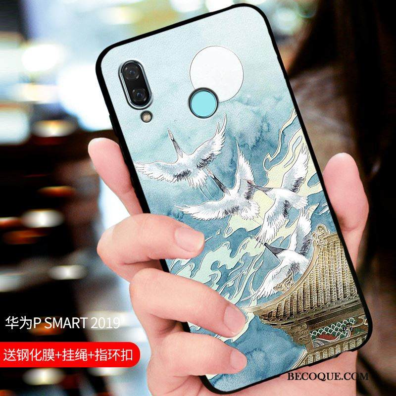 Kuori Huawei P Smart 2019 Laukut Sininen Pesty Suede, Kotelo Huawei P Smart 2019 Suojaus Puhelimen Kuoret Muokata