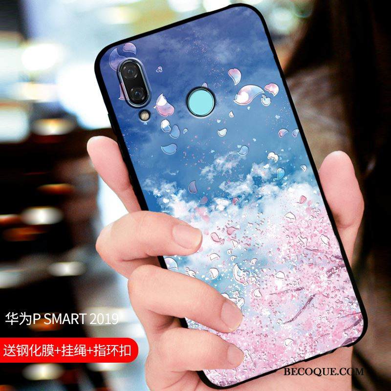 Kuori Huawei P Smart 2019 Laukut Sininen Pesty Suede, Kotelo Huawei P Smart 2019 Suojaus Puhelimen Kuoret Muokata