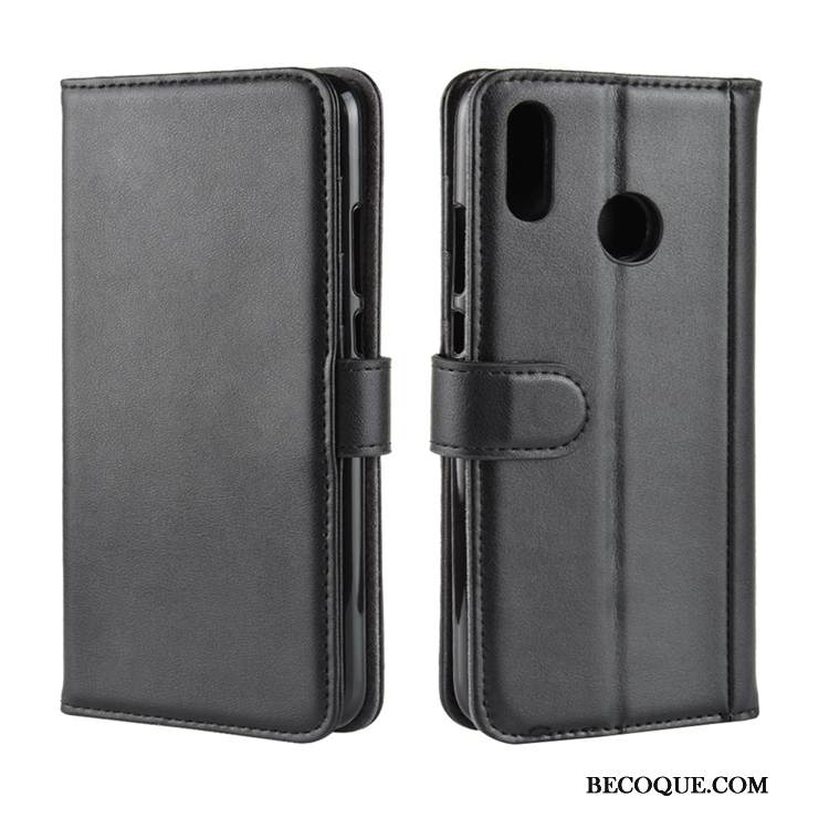 Kuori Huawei P Smart 2019 Nahka Puhelimen Kuoret Lehmä, Kotelo Huawei P Smart 2019 Salkku Puhdas Musta