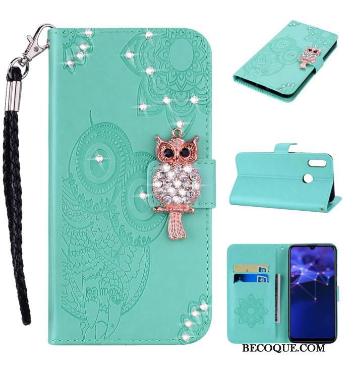 Kuori Huawei P Smart 2019 Nahka Ripustettavat Koristeet Kissa, Kotelo Huawei P Smart 2019 Strassi Puhelimen Kuoret Kulta