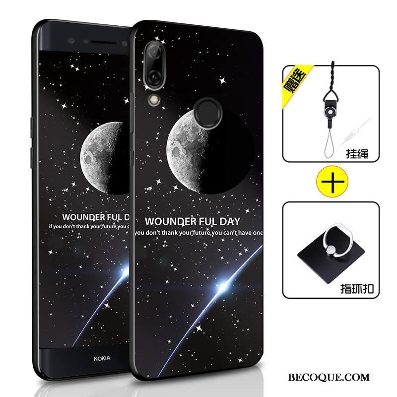 Kuori Huawei P Smart 2019 Silikoni Persoonallisuus Musta, Kotelo Huawei P Smart 2019 Suojaus Murtumaton