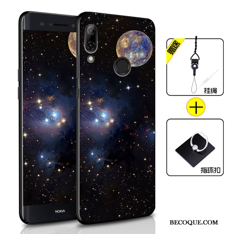 Kuori Huawei P Smart 2019 Silikoni Persoonallisuus Musta, Kotelo Huawei P Smart 2019 Suojaus Murtumaton