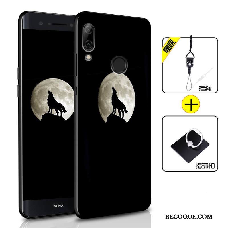 Kuori Huawei P Smart 2019 Silikoni Persoonallisuus Musta, Kotelo Huawei P Smart 2019 Suojaus Murtumaton