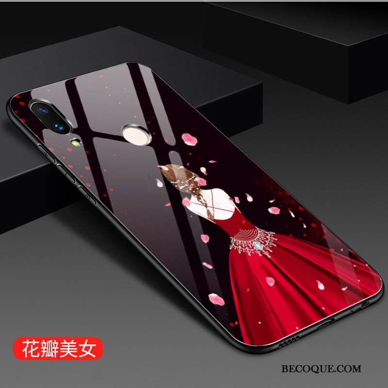 Kuori Huawei P Smart 2019 Suojaus Peili Punainen, Kotelo Huawei P Smart 2019 Laukut Tide-brändi Lasi
