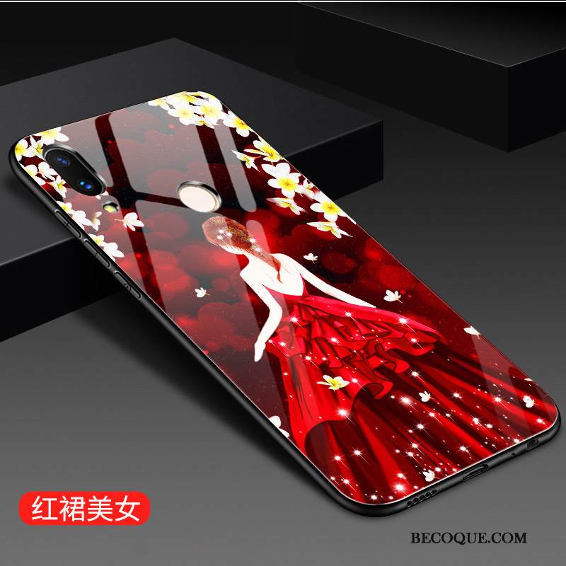 Kuori Huawei P Smart 2019 Suojaus Peili Punainen, Kotelo Huawei P Smart 2019 Laukut Tide-brändi Lasi