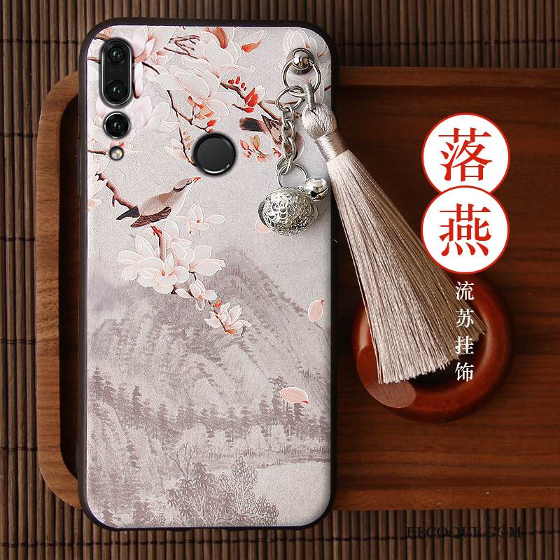 Kuori Huawei P Smart+ 2019 Vuosikerta Puhelimen Kuoret Fringed, Kotelo Huawei P Smart+ 2019 Laukut Murtumaton Punainen