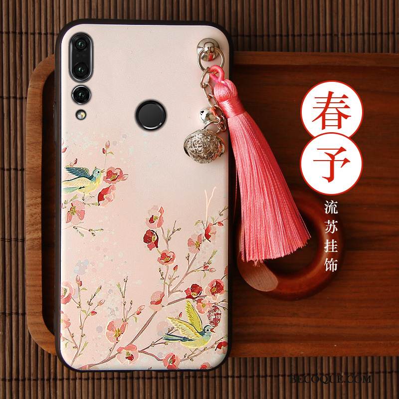 Kuori Huawei P Smart+ 2019 Vuosikerta Puhelimen Kuoret Fringed, Kotelo Huawei P Smart+ 2019 Laukut Murtumaton Punainen