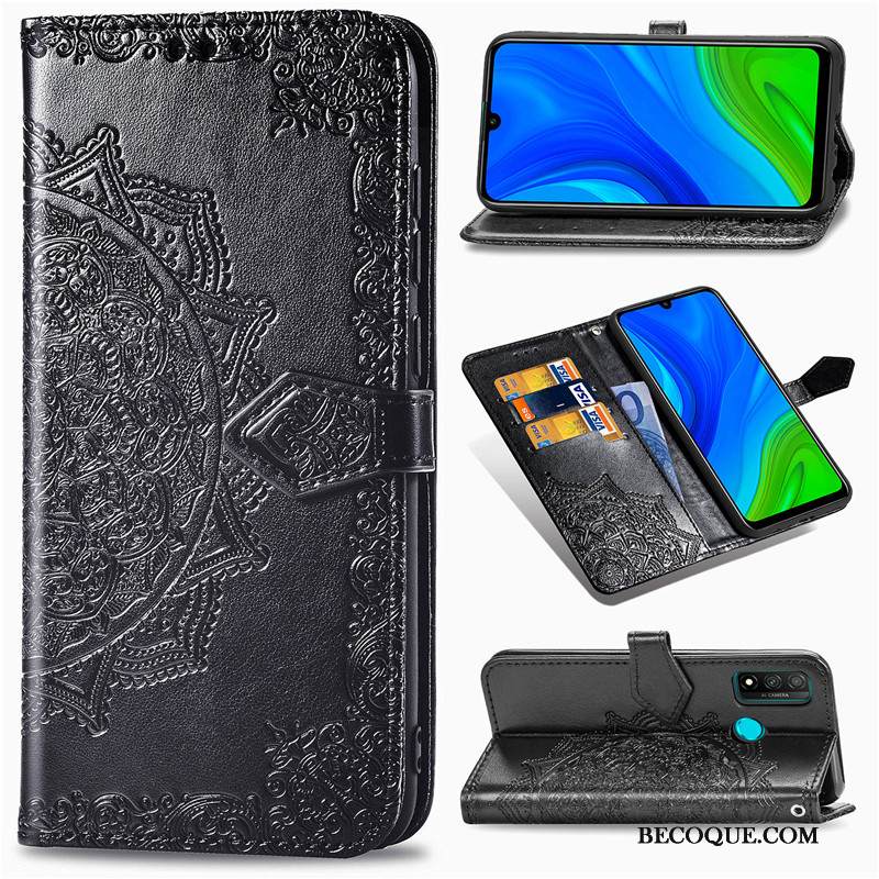 Kuori Huawei P Smart 2020 Suojaus Puhelimen Kuoret Kiinteä Väri, Kotelo Huawei P Smart 2020 Kohokuviointi Ripustettavat Koristeet Kukka