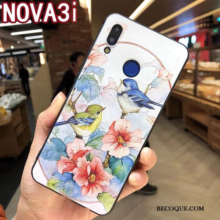 Kuori Huawei P Smart+ Kohokuviointi Trendi Kustannukset, Kotelo Huawei P Smart+ Suojaus Sininen Ripustettavat Koristeet