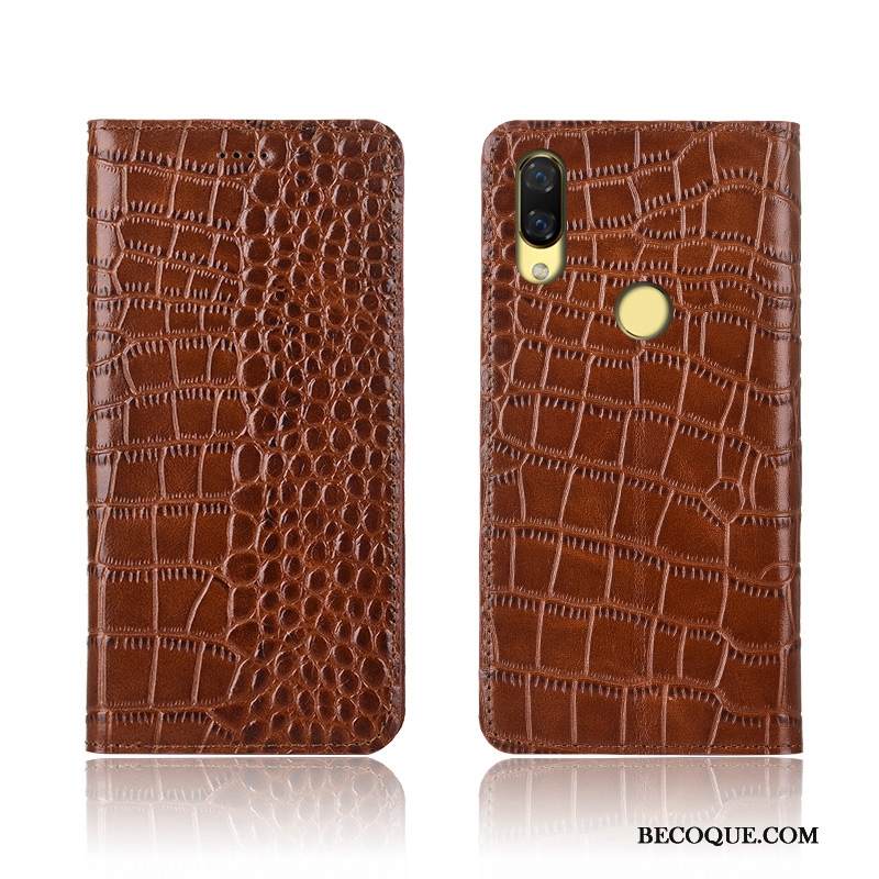 Kuori Huawei P Smart+ Kuoret Punainen Krokotiili, Kotelo Huawei P Smart+ Nahka Puhelimen Kuoret