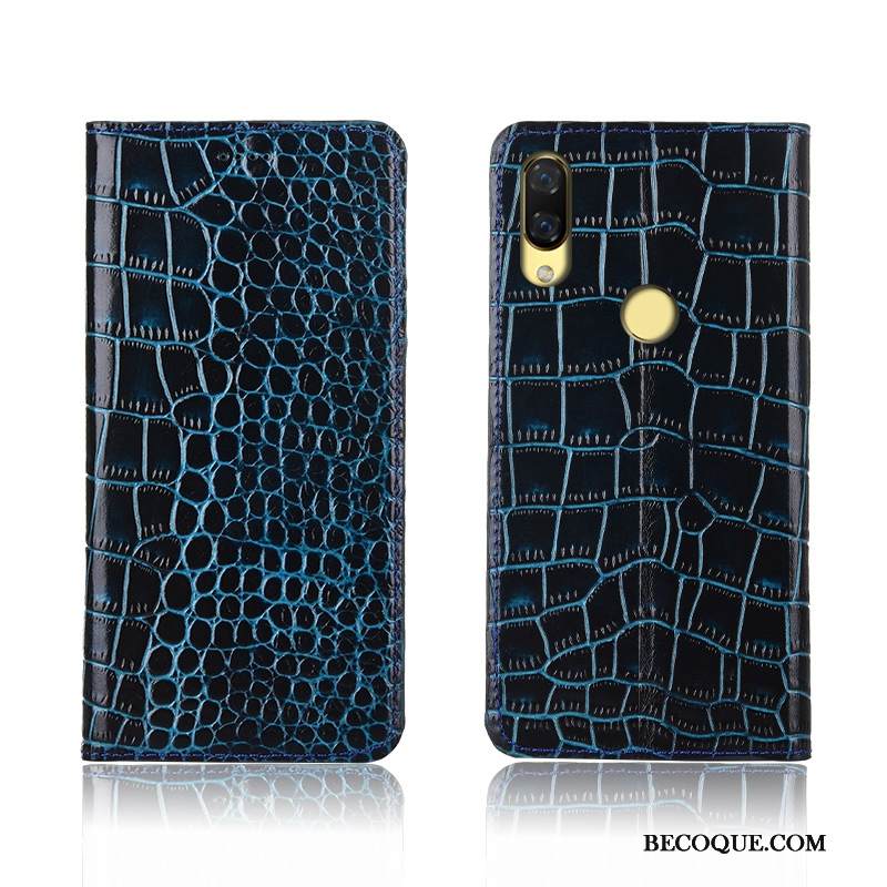 Kuori Huawei P Smart+ Kuoret Punainen Krokotiili, Kotelo Huawei P Smart+ Nahka Puhelimen Kuoret