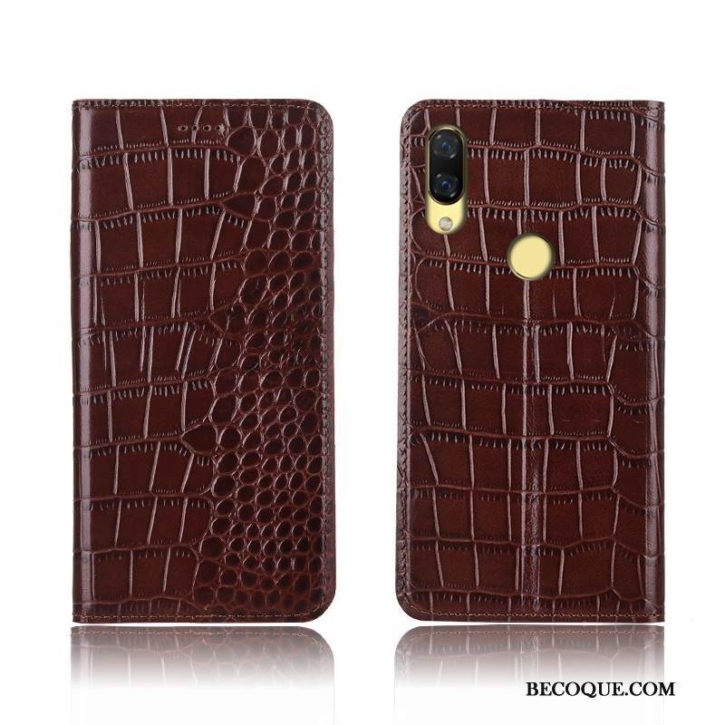 Kuori Huawei P Smart+ Kuoret Punainen Krokotiili, Kotelo Huawei P Smart+ Nahka Puhelimen Kuoret