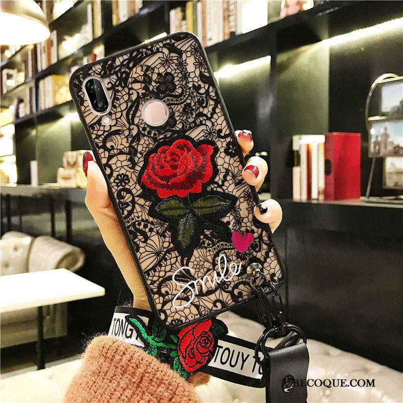 Kuori Huawei P Smart+ Laukut Kukka Murtumaton, Kotelo Huawei P Smart+ Suojaus Läpinäkyvä Pinkki