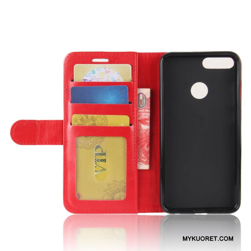 Kuori Huawei P Smart Nahka Punainen Puhelimen Kuoret, Kotelo Huawei P Smart Suojaus