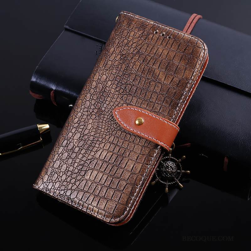 Kuori Huawei P Smart+ Salkku Liiketoiminta Krokotiili, Kotelo Huawei P Smart+ Nahka Kortti Kukkakuvio