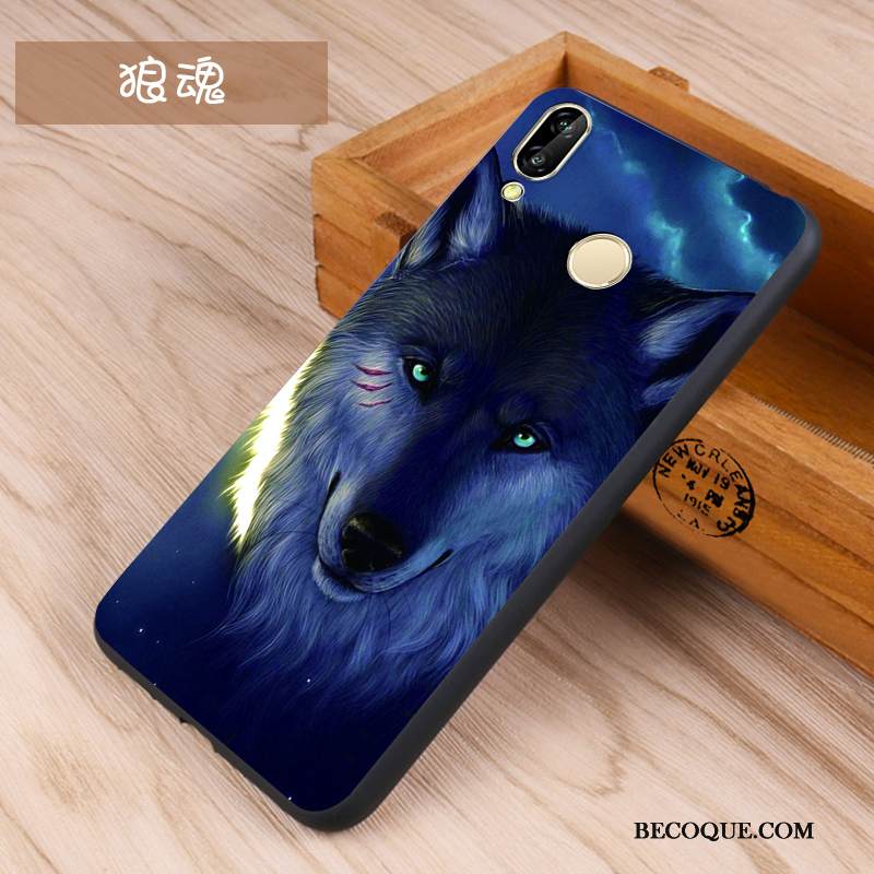 Kuori Huawei P Smart+ Silikoni Musta Puhelimen Kuoret, Kotelo Huawei P Smart+ Kohokuviointi Sininen Pesty Suede