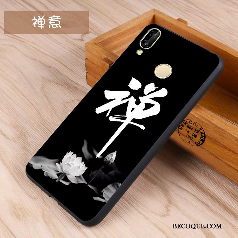 Kuori Huawei P Smart+ Silikoni Musta Puhelimen Kuoret, Kotelo Huawei P Smart+ Kohokuviointi Sininen Pesty Suede