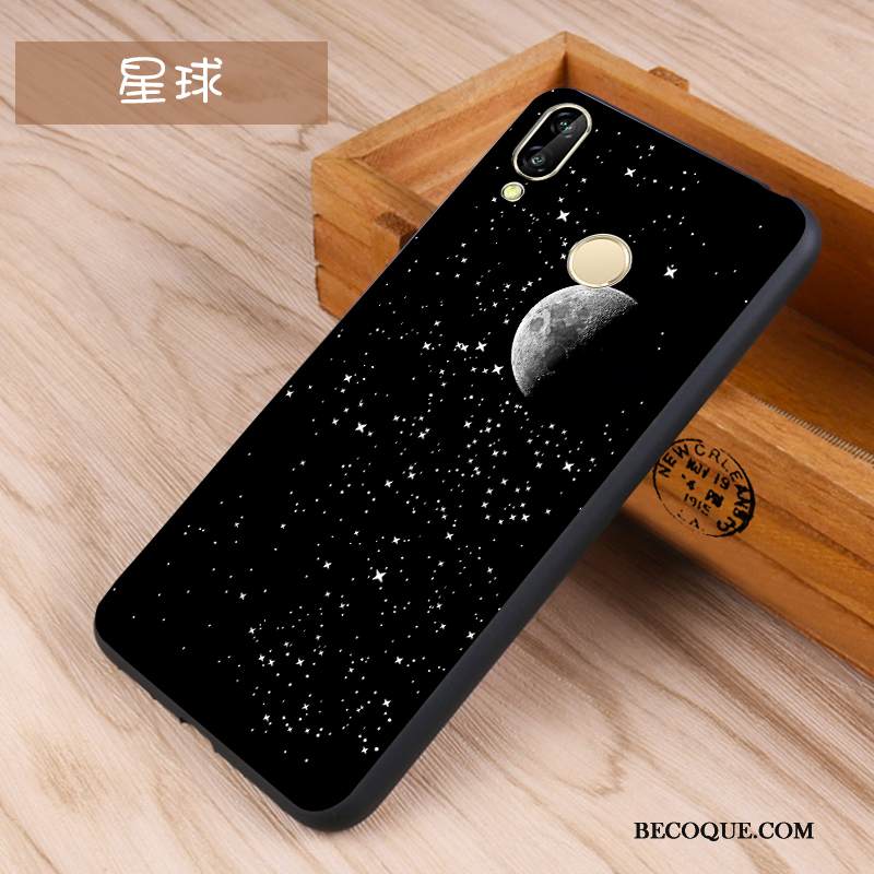 Kuori Huawei P Smart+ Silikoni Musta Puhelimen Kuoret, Kotelo Huawei P Smart+ Kohokuviointi Sininen Pesty Suede